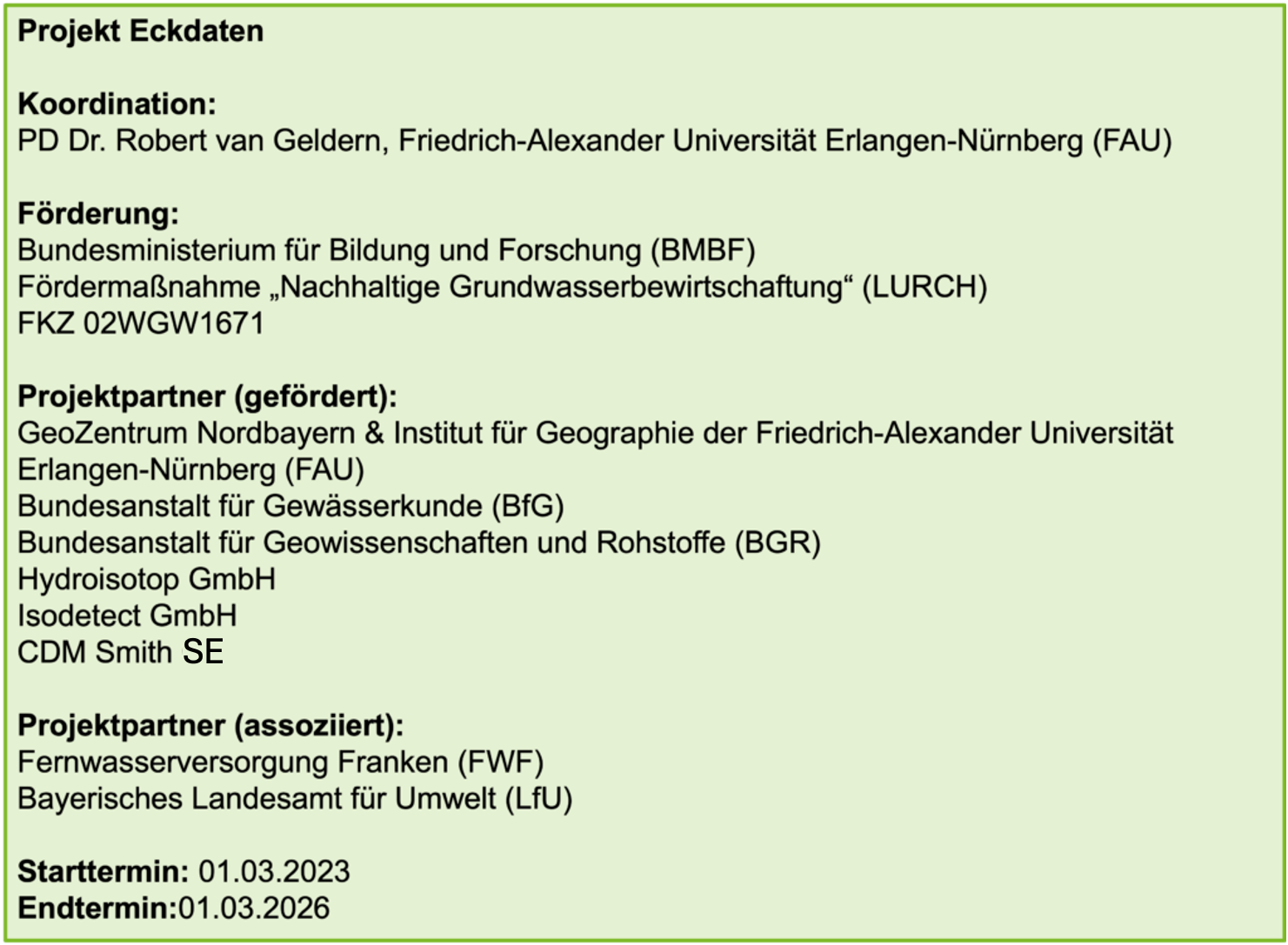 Eckdaten Projekt Neu